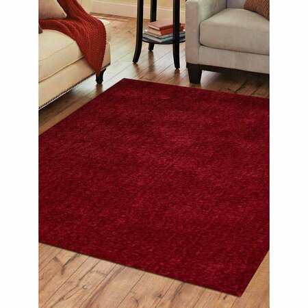 GLITZY RUGS 8 x 8 ft. Hand Tufted Shag Polyester Square Solid Area Rug, Red UBSK00111T0007C8